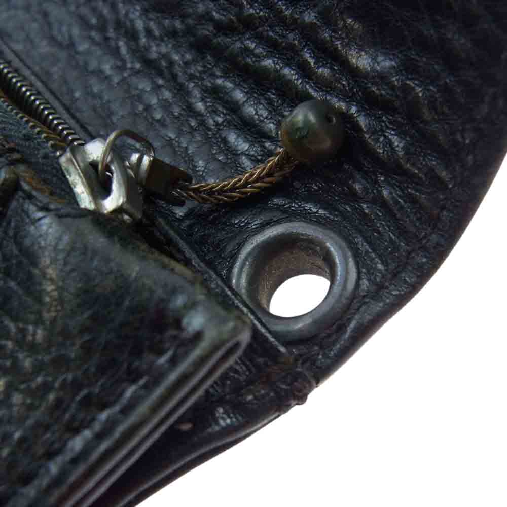 CHROME HEARTS クロムハーツ（原本無） 1ZIP ジップ クロスボール ボタン レザーウォレット 二つ折り 財布 ブラック系【中古】
