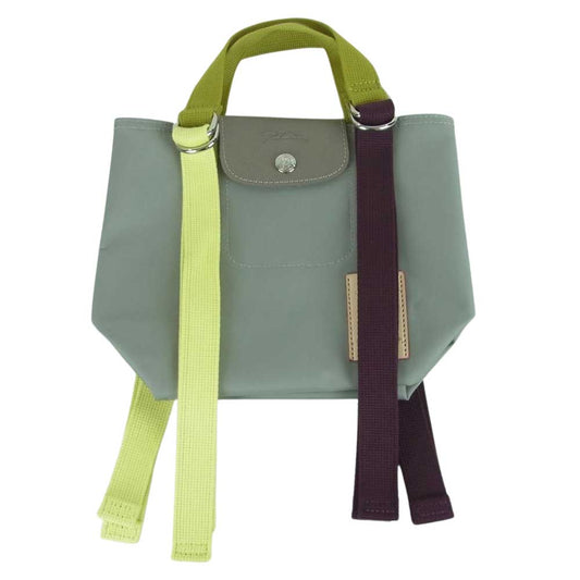 Longchamp ロンシャン プリアージュ リプレイ トップ ハンドル バッグ XS フランス製 グレー系【美品】【中古】