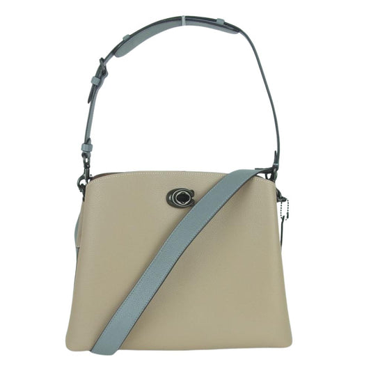 COACH コーチ C2590 ウィロウ 2way ハンド ショルダー バッグ カラーブロック ベージュ系 グレー系【美品】【中古】