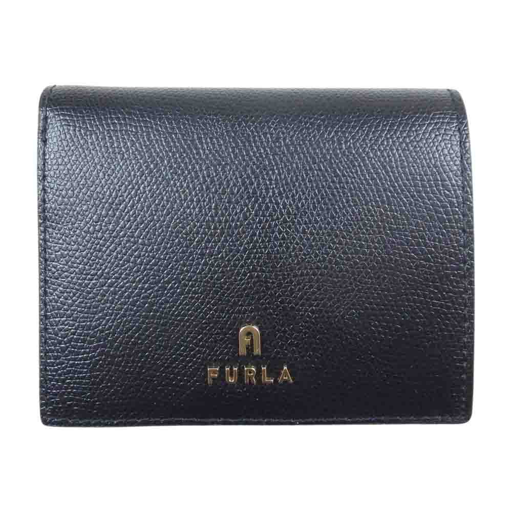 Furla フルラ WP00304 カメリア ロゴ レザー 二つ折り財布 ブラック系【中古】
