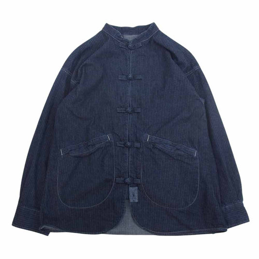 TENDERLOIN テンダーロイン 23SS DENIM HB F.C SHIRT JKT デニム ヘリンボーン チャイナ シャツ ジャケット インディゴブルー系 S【中古】