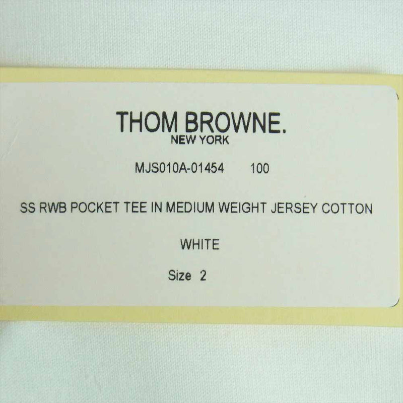 トムブラウン SS RWB POCKET TEE IN MEDIUM WEIGHT JERSEY COTTON クルーネック 半袖 Tシャツ ホワイト系 2【新古品】【未使用】【中古】