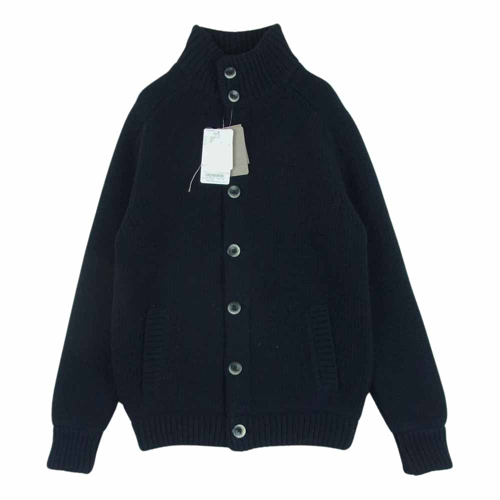 Herno ヘルノ MC00027UR ピュアウール 3GG スタンドカラー ニット ブルゾン カーディガン イタリア製 ダークネイビー系 48【中古】