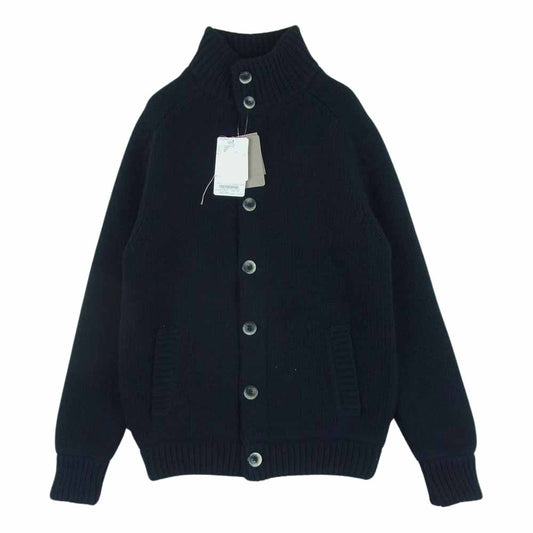 Herno ヘルノ MC00027UR ピュアウール 3GG スタンドカラー ニット ブルゾン カーディガン イタリア製 ダークネイビー系 48【中古】