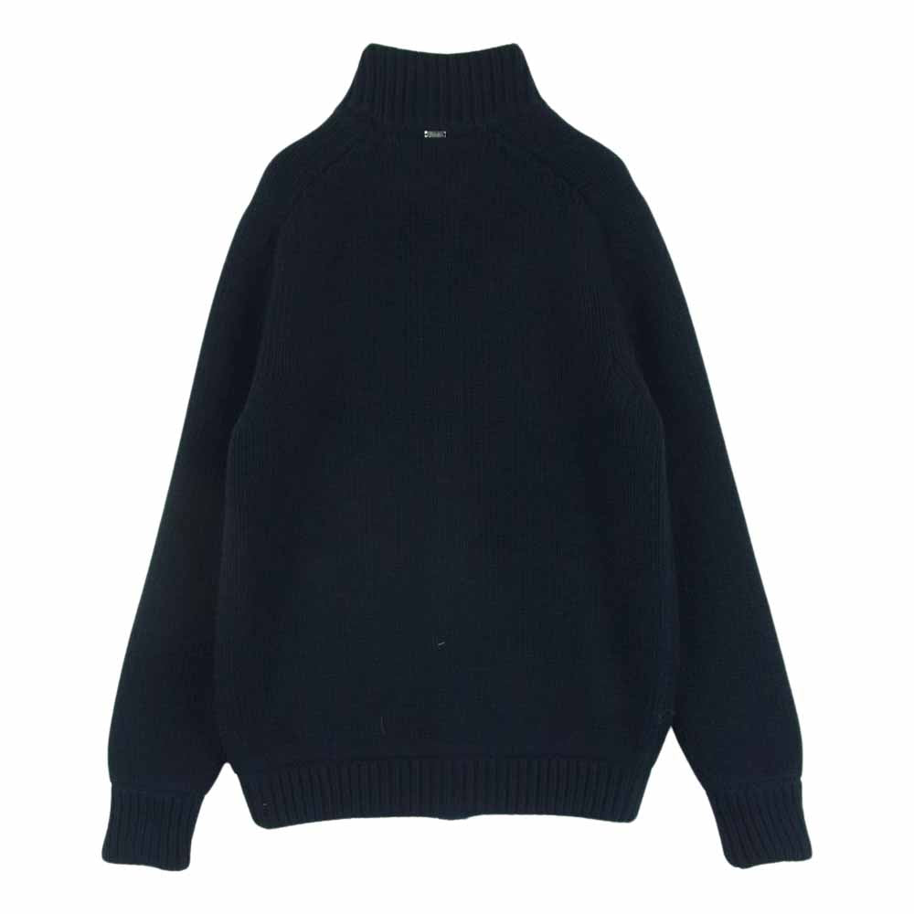 Herno ヘルノ MC00027UR ピュアウール 3GG スタンドカラー ニット ブルゾン カーディガン イタリア製 ダークネイビー系 48【中古】