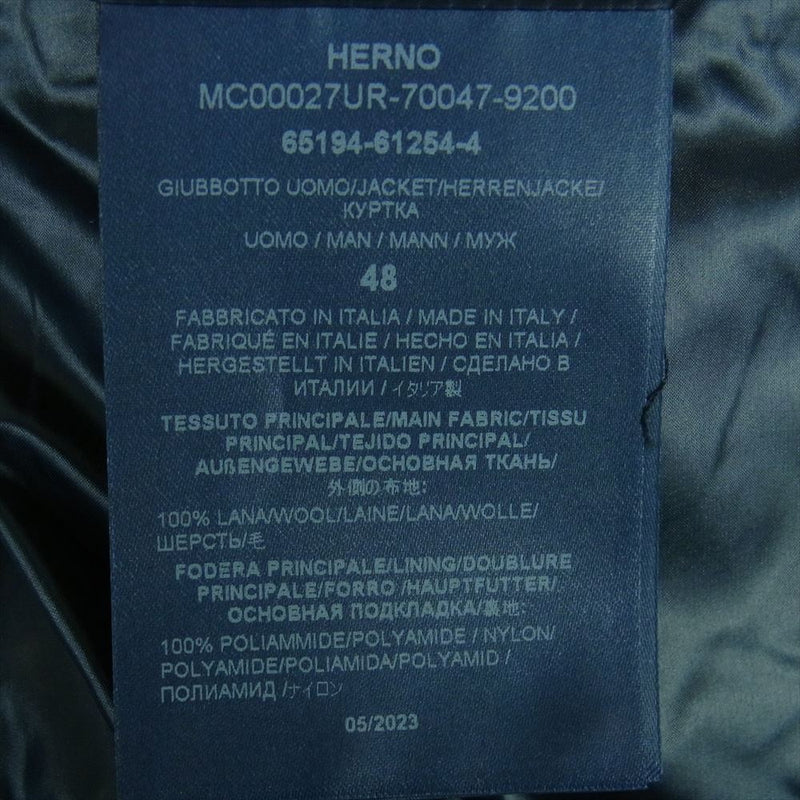 Herno ヘルノ MC00027UR ピュアウール 3GG スタンドカラー ニット ブルゾン カーディガン イタリア製 ダークネイビー系 48【中古】