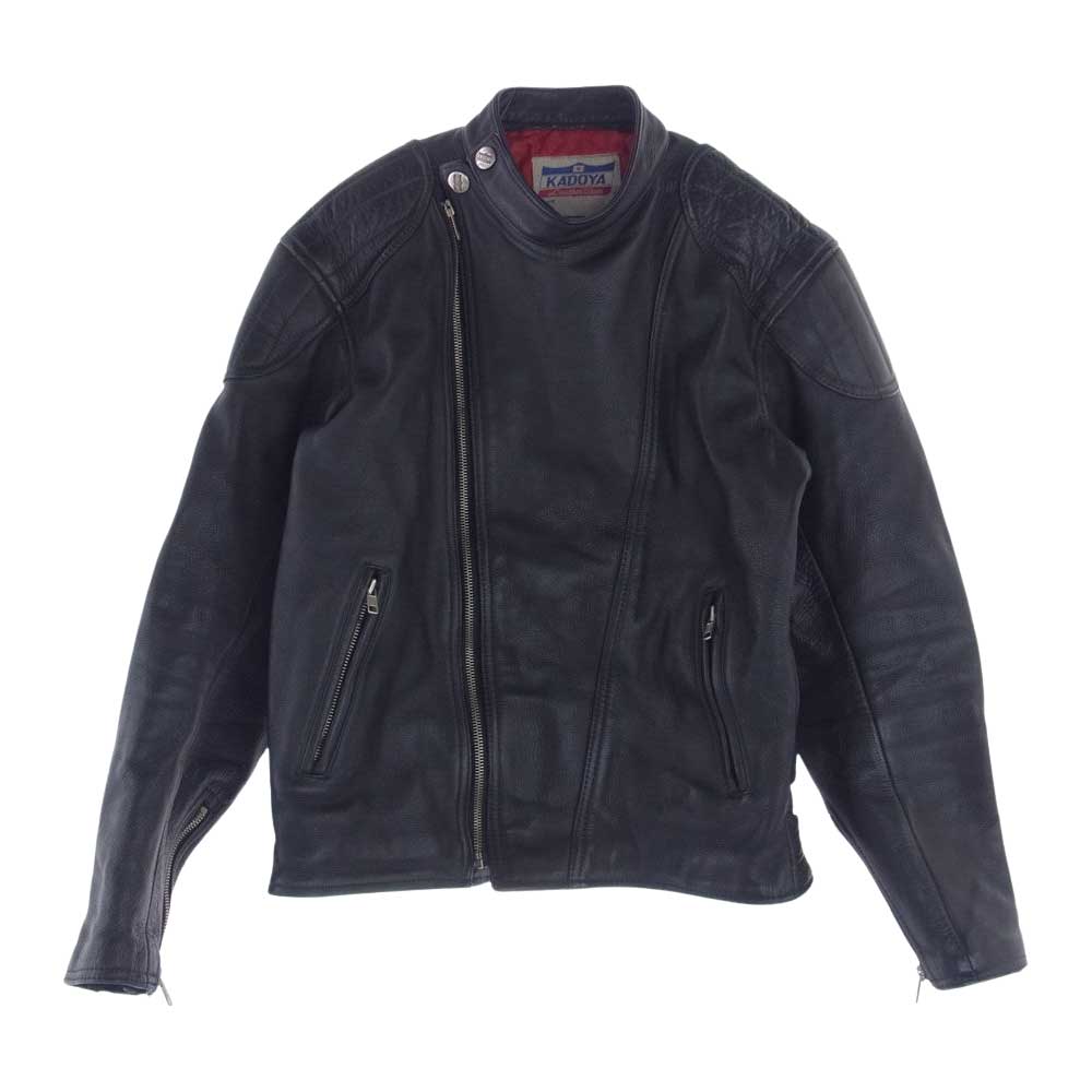 KADOYA カドヤ パデッド レザー セミダブル ライダース ジャケット ブラック系 LL【中古】