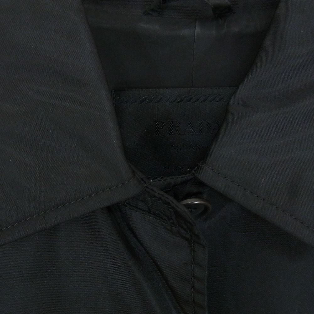 PRADA プラダ ナイロン ステンカラー ハーフコート ジャケット ブラック系 S【中古】