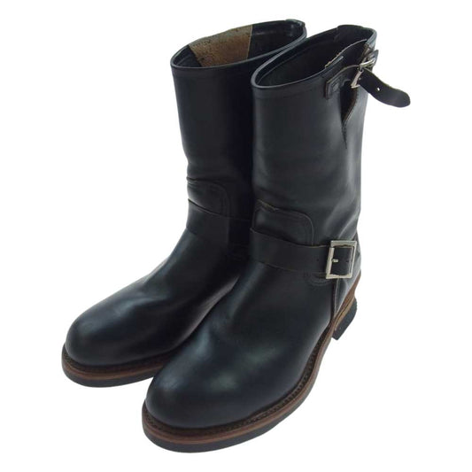 RED WING レッドウィング 97年製 PT91 茶芯 刺繍タグ ENGINEER BOOT エンジニア ブーツ ブラック系 US9D【中古】