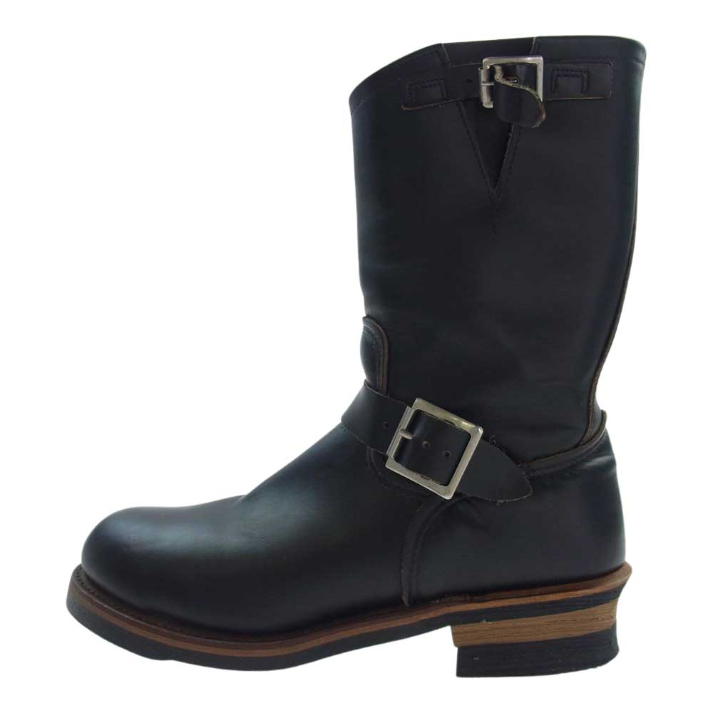 RED WING レッドウィング 97年製 PT91 茶芯 刺繍タグ ENGINEER BOOT エンジニア ブーツ ブラック系 US9D【中古】