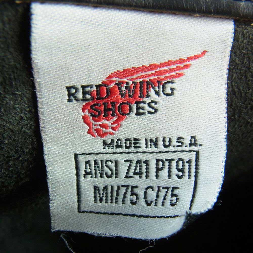 RED WING レッドウィング 97年製 PT91 茶芯 刺繍タグ ENGINEER BOOT エンジニア ブーツ ブラック系 US9D【中古】