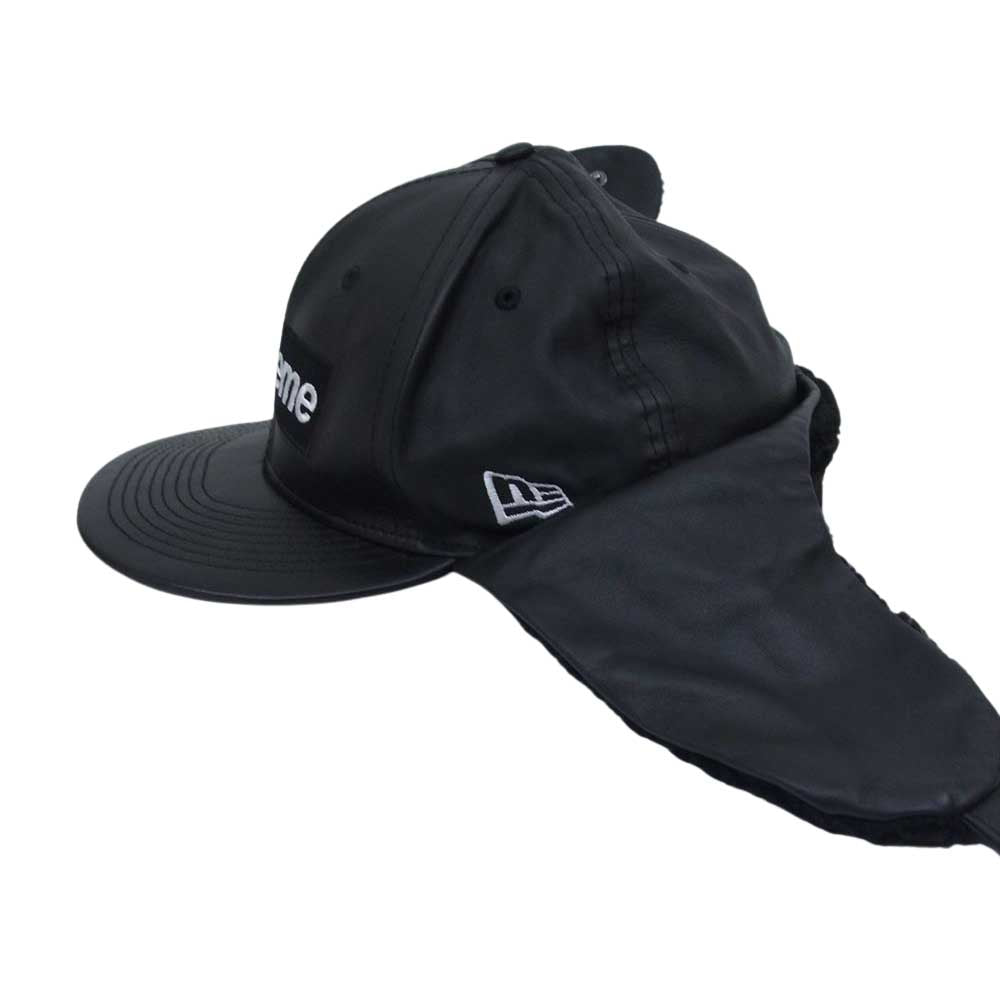 Supreme シュプリーム 22AW New Era Leather Ear Flap Box Logo ニューエラ レザー イヤー フラップ キャップ ブラック系 7 5/8【中古】