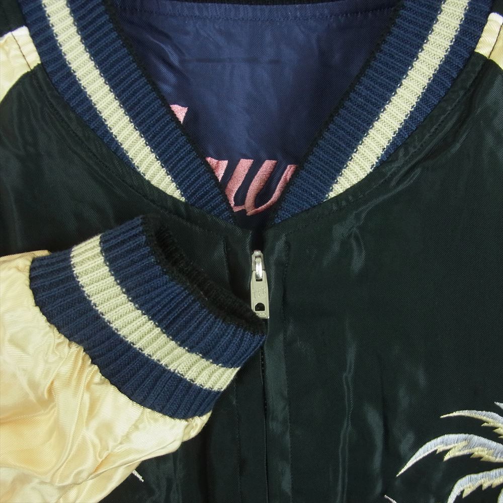 TAILOR TOYO テイラー東洋 TT14813 ACETATE SOUVENIR JACKET KING KAMEHAMEHA UKULELE サテン リバーシブル カメハメハ ウクレレ スーベニア ジャケット スカジャン ネイビー系 ブラック系 XL【中古】