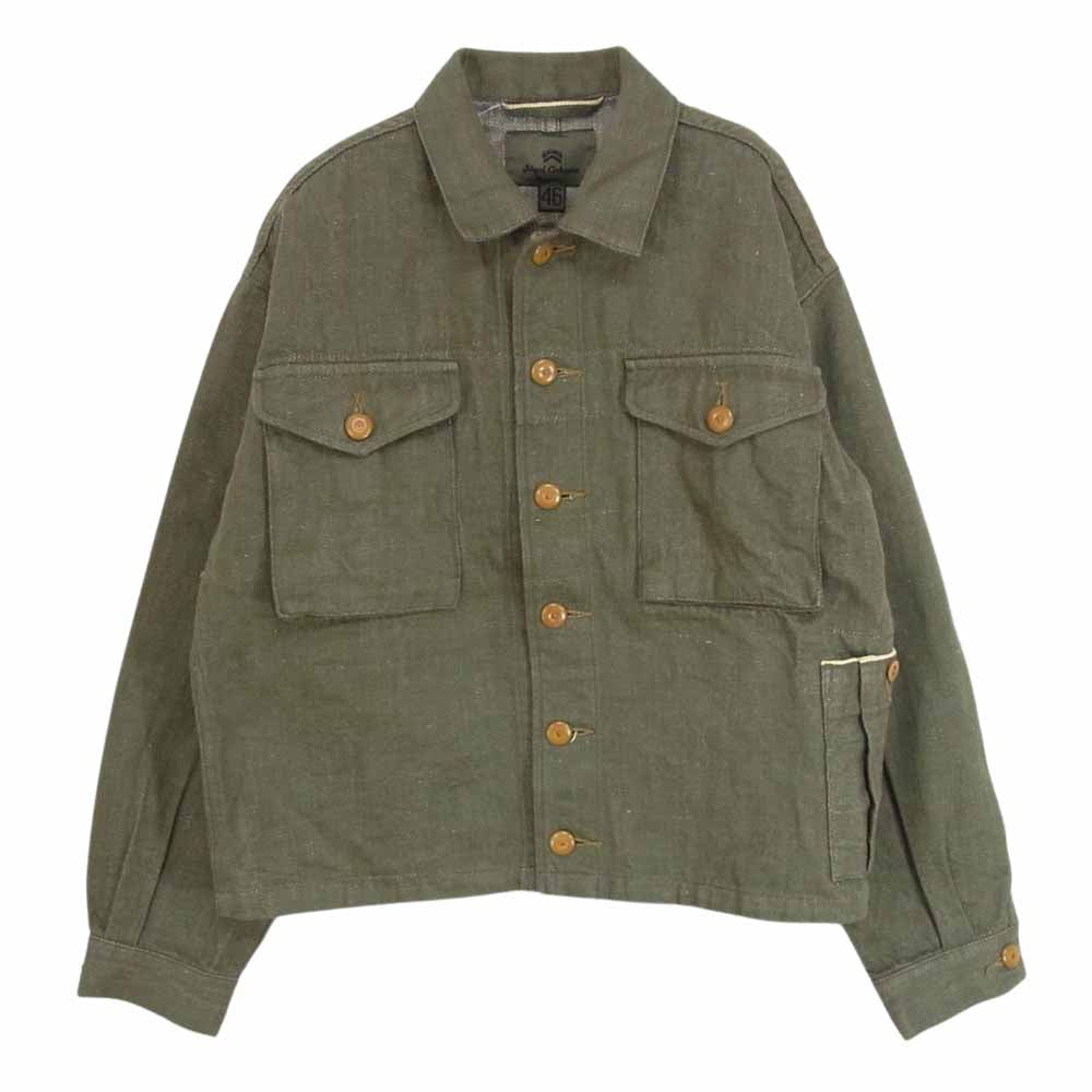 Nigel Cabourn ナイジェルケーボン 8045-00-80004 BATTLE DRESS JACKET バトルドレス デニム ミリタリー ジャケット カーキ系 46【中古】