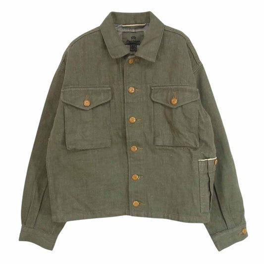 Nigel Cabourn ナイジェルケーボン 8045-00-80004 BATTLE DRESS JACKET バトルドレス デニム ミリタリー ジャケット カーキ系 46【中古】