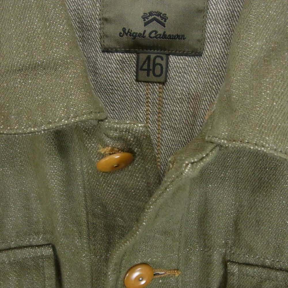 Nigel Cabourn ナイジェルケーボン 8045-00-80004 BATTLE DRESS JACKET バトルドレス デニム ミリタリー ジャケット カーキ系 46【中古】