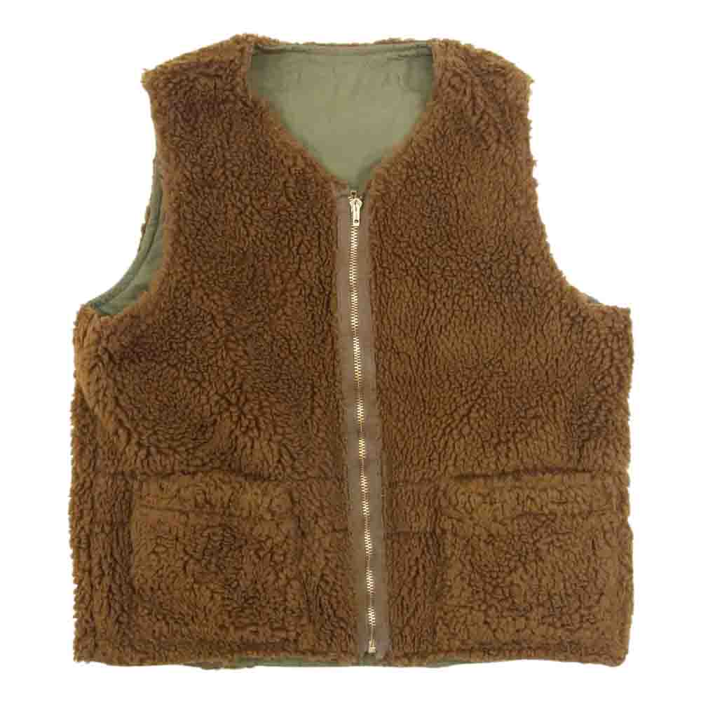 Nigel Cabourn ナイジェルケーボン 8043-00-70015 REVERSIBLE DECK VEST リバーシブル ボア デッキ ベスト カーキ系 46【中古】