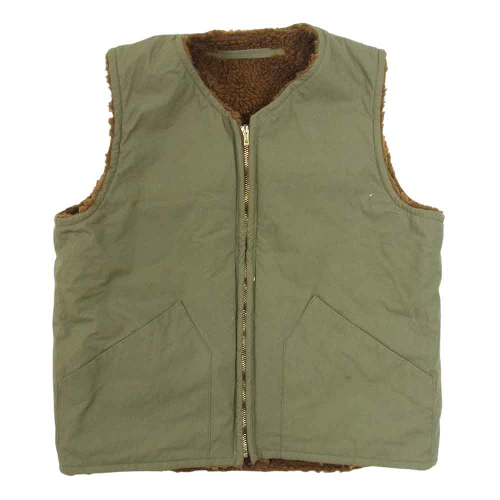 Nigel Cabourn ナイジェルケーボン 8043-00-70015 REVERSIBLE DECK VEST リバーシブル ボア デッキ ベスト カーキ系 46【中古】