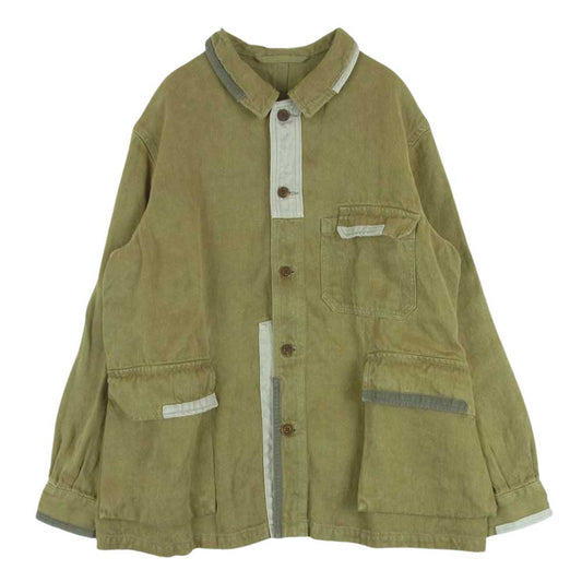 Nigel Cabourn ナイジェルケーボン 8046-00-80000 WORK JACKET REPAIR FINSH HEMP DENIM ヘンプデニム リペア パッチワーク ジャケット サンドベージュ系 46【中古】