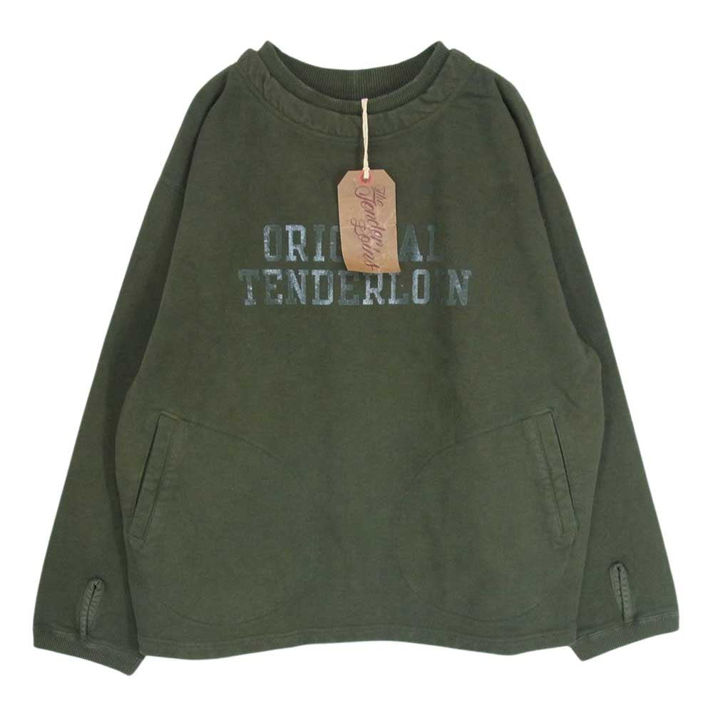 TENDERLOIN テンダーロイン 20AW CREWNECKSWEAT ウォッシュ加工 クルーネック スウェット グリーン系 L【中古】