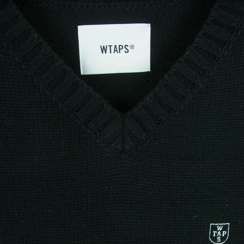 WTAPS ダブルタップス 22AW 222MADT-KNM01 DITCH VEST ACRYLIC CRS ロゴ刺繍 ニット ベスト 日本製 ブラック系 03【中古】
