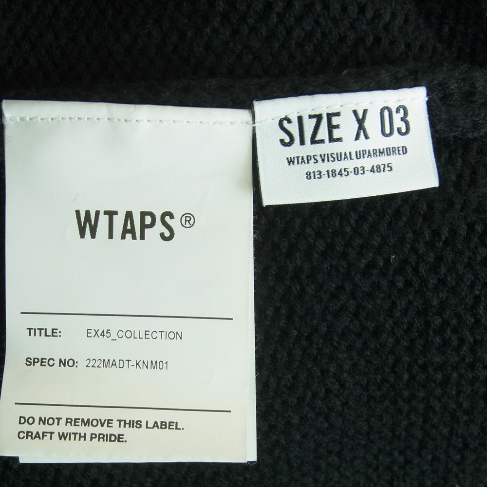 WTAPS ダブルタップス 22AW 222MADT-KNM01 DITCH VEST ACRYLIC CRS ロゴ刺繍 ニット ベスト 日本製 ブラック系 03【中古】