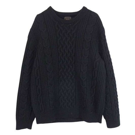 RATS ラッツ 15’RN-1107 ALAN KNIT SWEATER アラン ケーブル ウール ニット ブラック系 XL【中古】