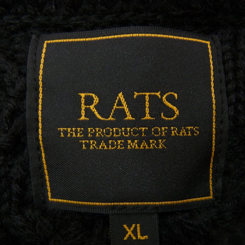 RATS ラッツ 15’RN-1107 ALAN KNIT SWEATER アラン ケーブル ウール ニット ブラック系 XL【中古】