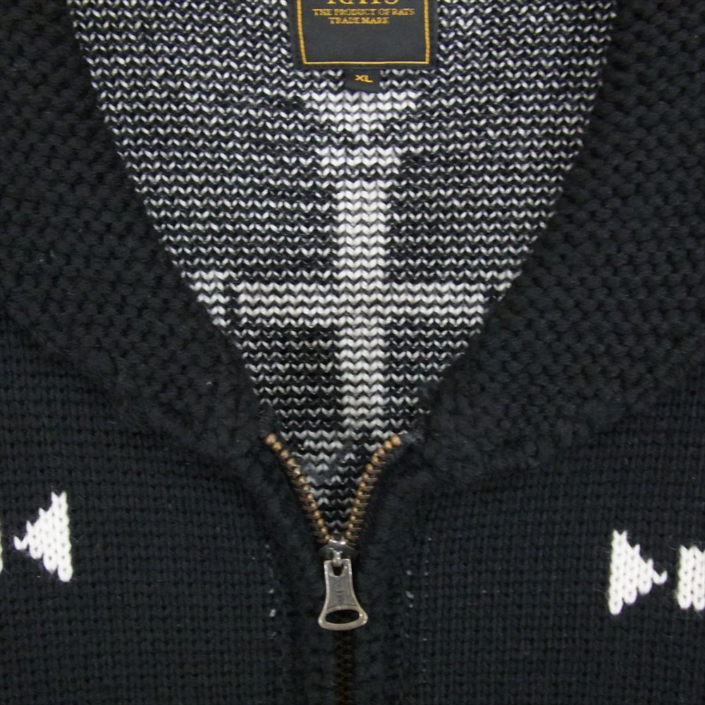 RATS ラッツ 15’RN-1204 NAVAJO SHAWL COLLAR KNIT ショール カラー ニット ブラック系 XL【中古】