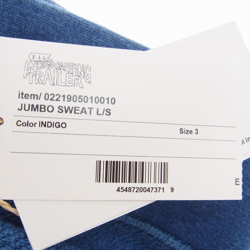 VISVIM ビズビム 0221905010010 21AW ICT限定 JUMBO SWEAT L/S IDG ジャンボ スウェット インディゴ インディゴブルー系 3【中古】