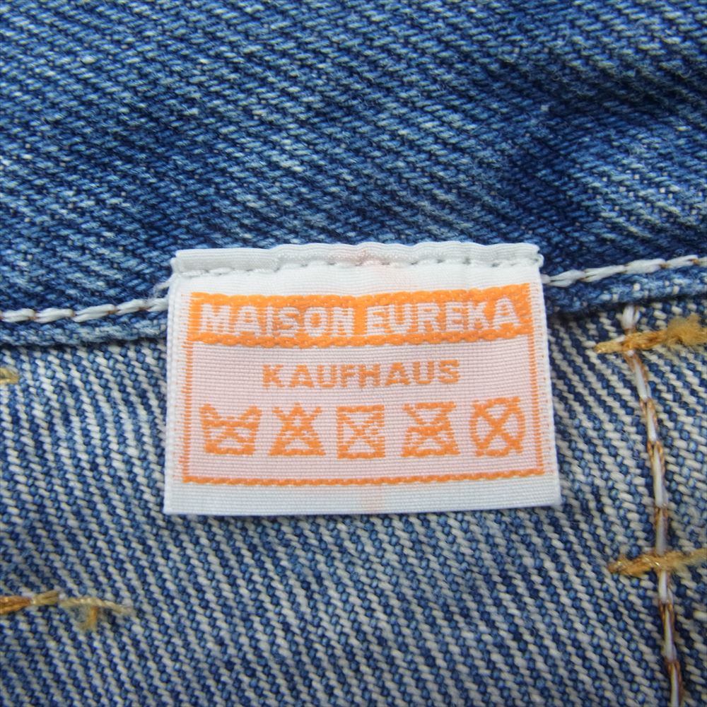 MAISON EUREKA 17 VINTAGE REWORK BIGGY PANTS ヴィンテージ リメイク ビギー ベルト付き カットオフ デニム パンツ インディゴブルー系 S【中古】