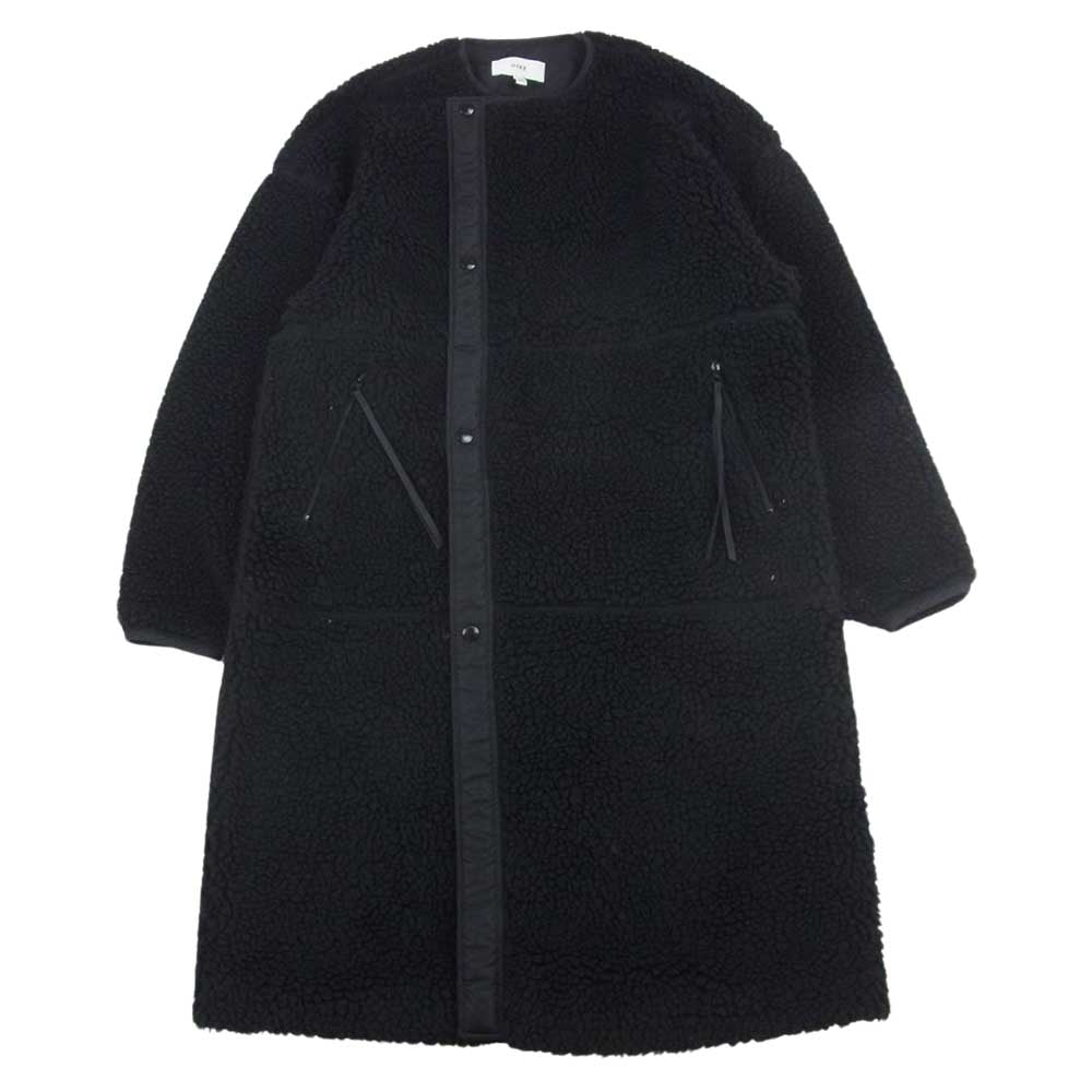 HYKE ハイク 20AW 202-17175 FAUX SHEARLING COAT シャーリング コート ボアフリース ノーカラー  ブラック系 1【中古】