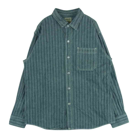 児島ジーンズ RNB-202HS HERRINGBONE WORK SHIRT ヘリンボーン デニム ワーク 長袖 シャツ インディゴブルー系 XXL【中古】