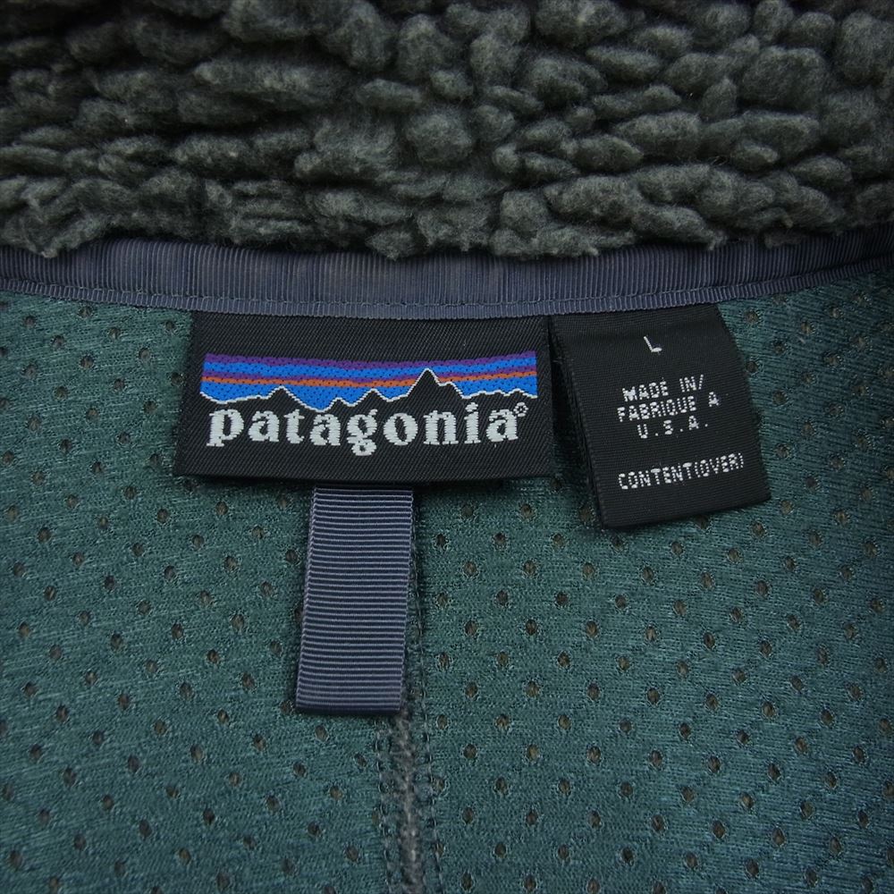 patagonia パタゴニア 23024 W778F アメリカ製 クラシック レトロXカーディガン ボア フリース ジャケット  グレー系 グリーン系 L【中古】