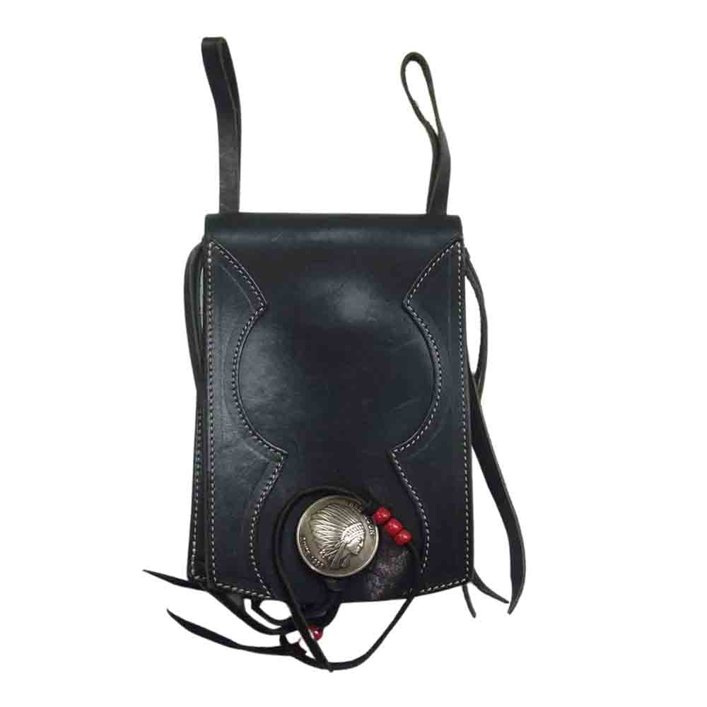 レッドムーン ウェスタン シルバー コンチョ レザー ヒップバッグ ブラック系【中古】