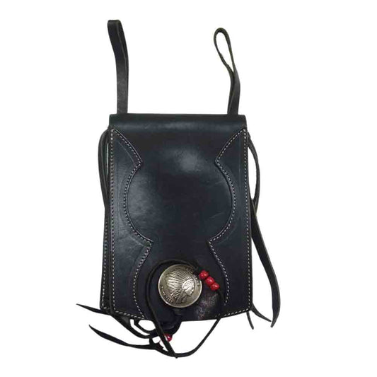 レッドムーン ウェスタン シルバー コンチョ レザー ヒップバッグ ブラック系【中古】