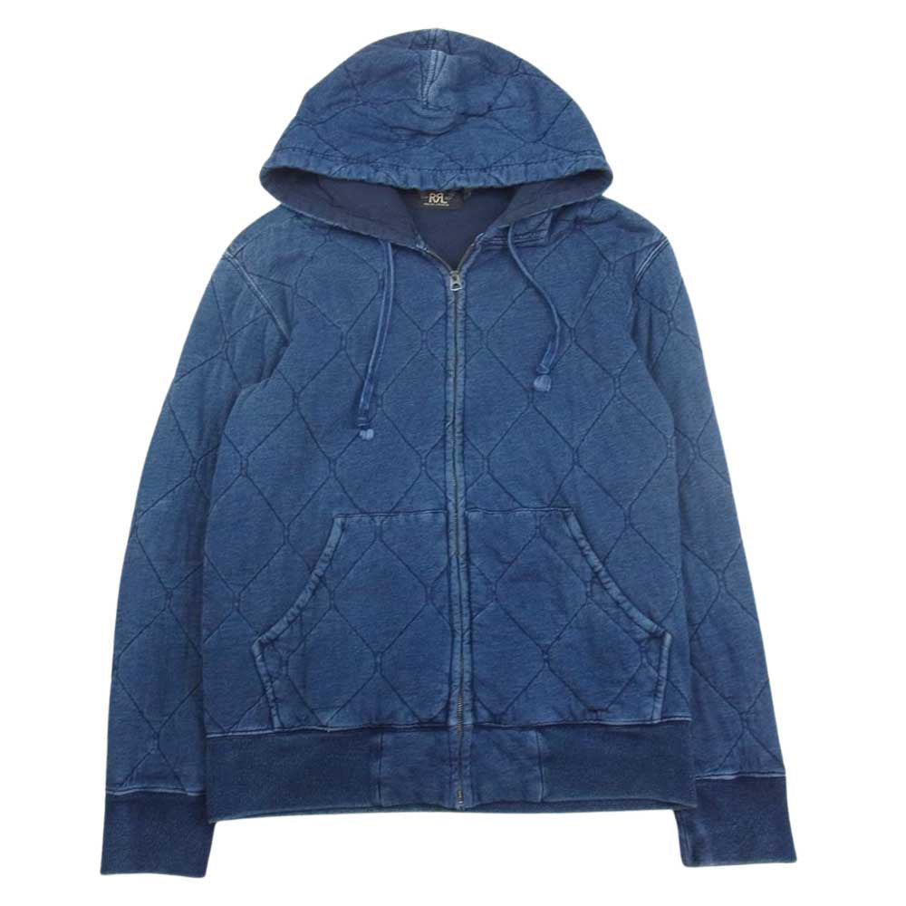 RRL ダブルアールエル インディゴ ダイヤ キルティング スウェット パーカー  インディゴブルー系 M【中古】