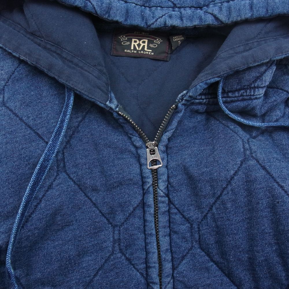 RRL ダブルアールエル インディゴ ダイヤ キルティング スウェット パーカー  インディゴブルー系 M【中古】