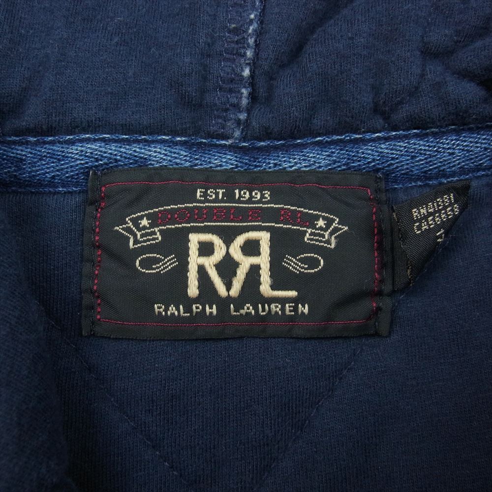 RRL ダブルアールエル インディゴ ダイヤ キルティング スウェット パーカー  インディゴブルー系 M【中古】