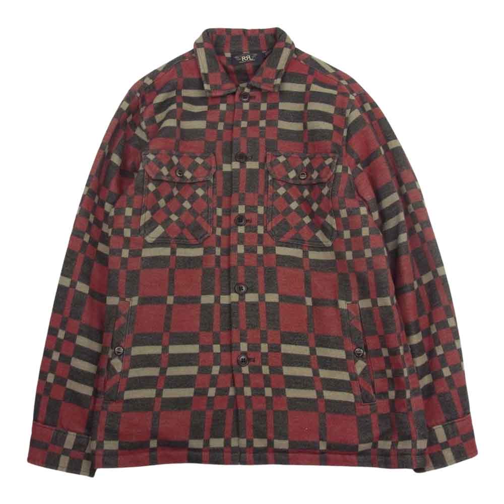 RRL ダブルアールエル JUNO JACQUARD OVER SHIRTS ブランケットフィール ジャガード シャツ ジャケット レッド系 M【中古】
