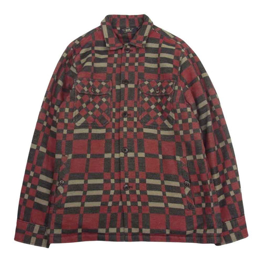 RRL ダブルアールエル JUNO JACQUARD OVER SHIRTS ブランケットフィール ジャガード シャツ ジャケット レッド系 M【中古】
