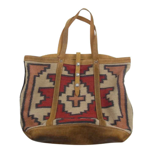 RRL ダブルアールエル Hand Woven Rug Cowhide Tote ネイティブ柄 ラグ カウハイド トート バッグ ベージュ系【中古】