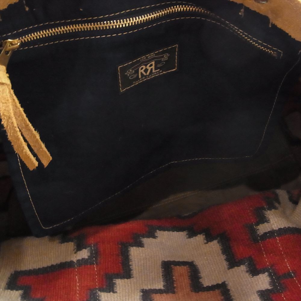 RRL ダブルアールエル Hand Woven Rug Cowhide Tote ネイティブ柄 ラグ カウハイド トート バッグ ベージュ系【中古】
