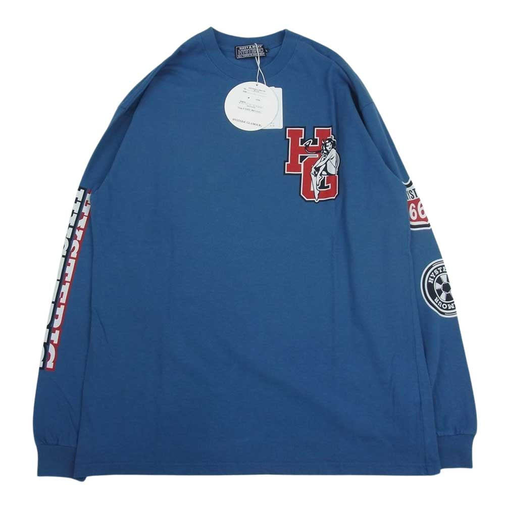 HYSTERIC GLAMOUR ヒステリックグラマー 23AW 02233CL05 MOTOR CITY FEVER モーターシティ フィーバー 長袖 Tシャツ ロンT ネイビー系 L【新古品】【未使用】【中古】