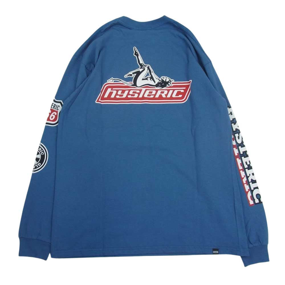 HYSTERIC GLAMOUR ヒステリックグラマー 23AW 02233CL05 MOTOR CITY FEVER モーターシティ フィーバー 長袖 Tシャツ ロンT ネイビー系 L【新古品】【未使用】【中古】