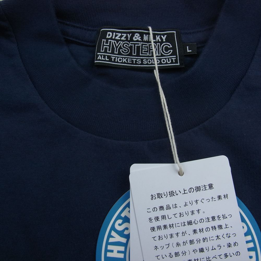 HYSTERIC GLAMOUR ヒステリックグラマー 23AW 02233CL16 GREATEST PARTY SOUNDS グレイテストパーティ サウンド 長袖 Tシャツ ロンT ネイビー系 L【新古品】【未使用】【中古】