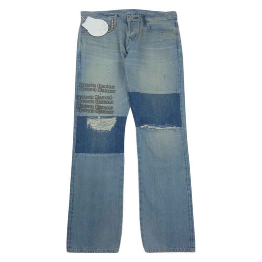 HYSTERIC GLAMOUR ヒステリックグラマー 23AW 02233AP07 TYPE LOGO ローライズ スリム ストレート デニムパンツ 32inch 32インチ インディゴブルー系 32【新古品】【未使用】【中古】