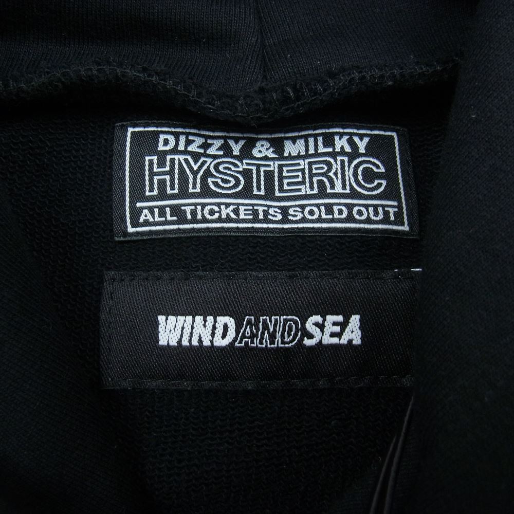 HYSTERIC GLAMOUR ヒステリックグラマー WDS-C-HYS-24-Q2-07 WIND AND SEA WDS Hoodie ウィンダンシー バックロゴプリント プルオーバー フーディ パーカー ブラック系 L【新古品】【未使用】【中古】