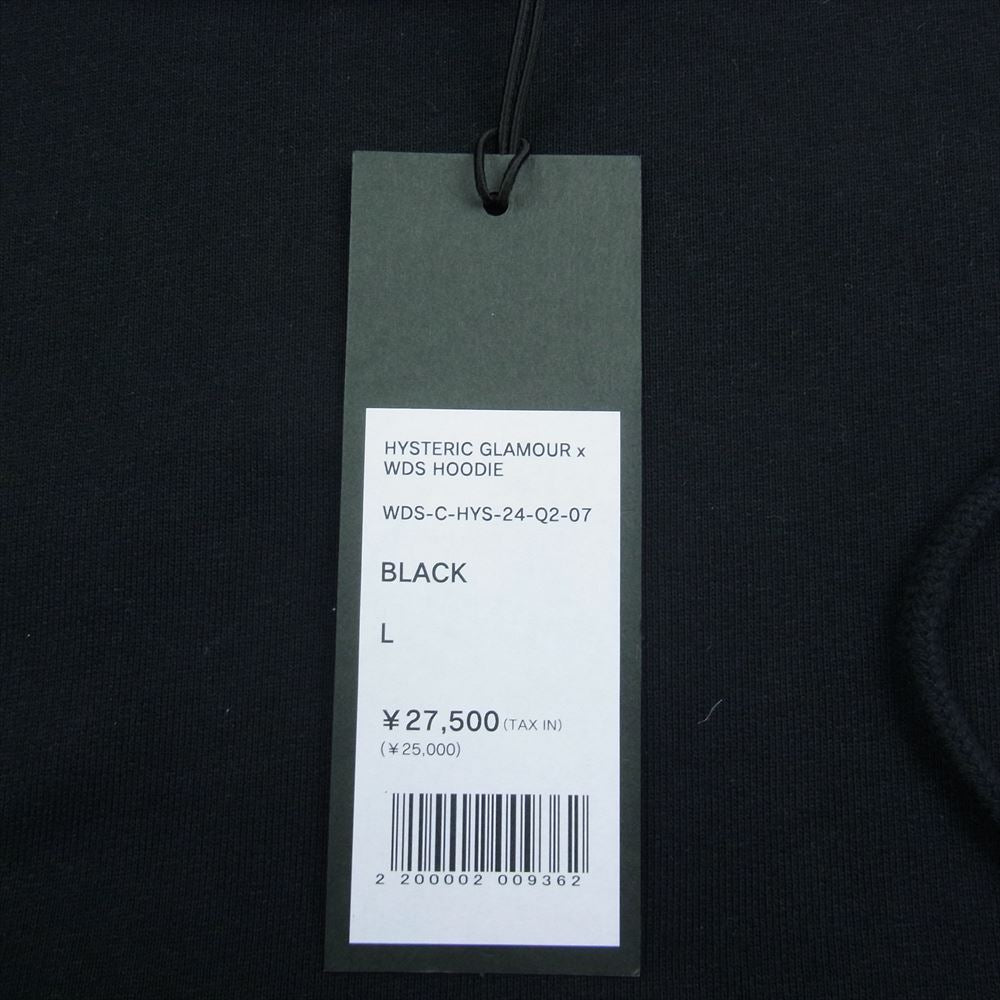 HYSTERIC GLAMOUR ヒステリックグラマー WDS-C-HYS-24-Q2-07 WIND AND SEA WDS Hoodie ウィンダンシー バックロゴプリント プルオーバー フーディ パーカー ブラック系 L【新古品】【未使用】【中古】
