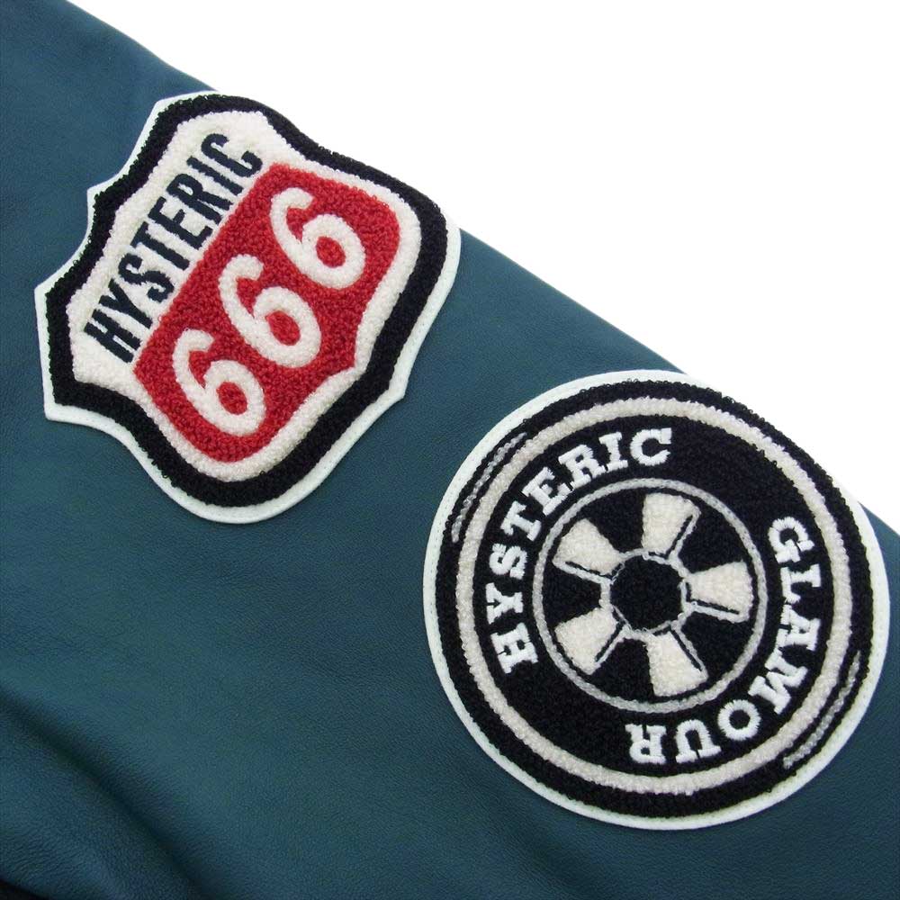 HYSTERIC GLAMOUR ヒステリックグラマー 23AW 02233AB05 MOTOR CITY FEVER モーター シティ フィーバー スタジアムジャンパー スタジャン バーシティジャケット ブラック系 L【新古品】【未使用】【中古】